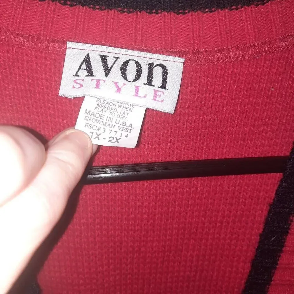 Avon Vintage Busy Christmas Button Up Cardigan Size 1X-2X